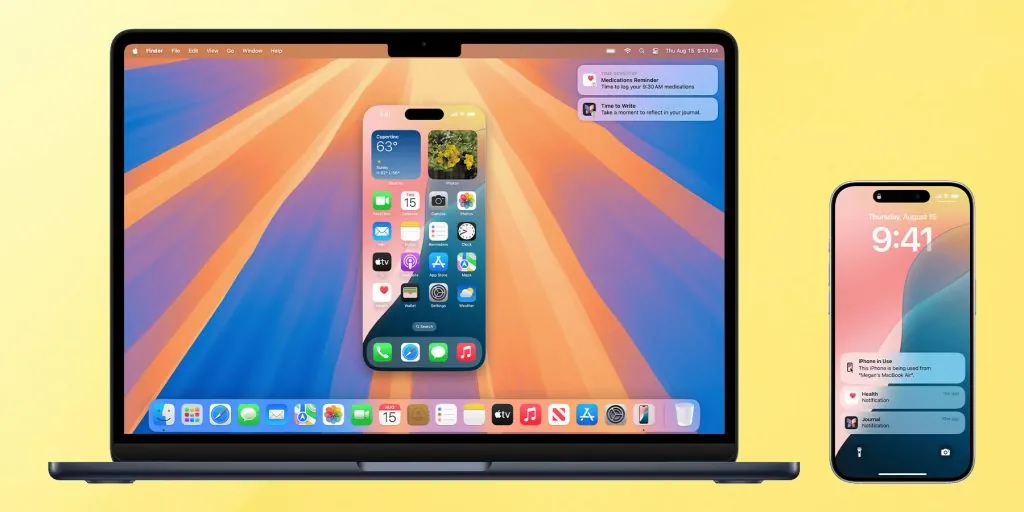 iPhoneミラーリングは現在、仕事用Macではプライバシーと法的リスクがある | 使用中の機能のスクリーンショット